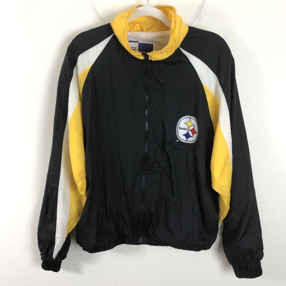 Vtg Competitor NFL Gameday Pittsburgh Steelers Lined Windbreaker Jacket M Black